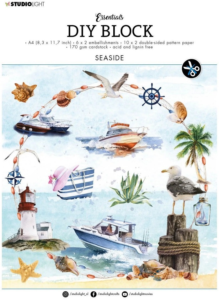 Seaside A4" DIY-block, Studio Light