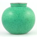 Wilhelm Kåge (Argenta 1938) Green Spherical Vase with Silver Decor 13 cm