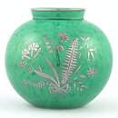 Wilhelm Kåge (Argenta 1938) Green Spherical Vase with Silver Decor 13 cm
