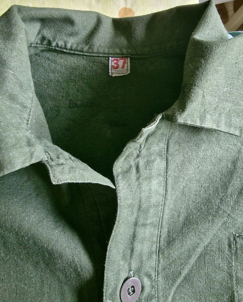 Swedish military green shirt 1960s size S-M - 3