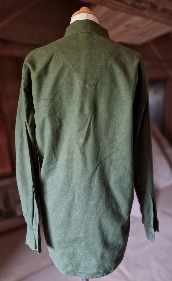 Swedish military green shirt 1960s size S-M - 2