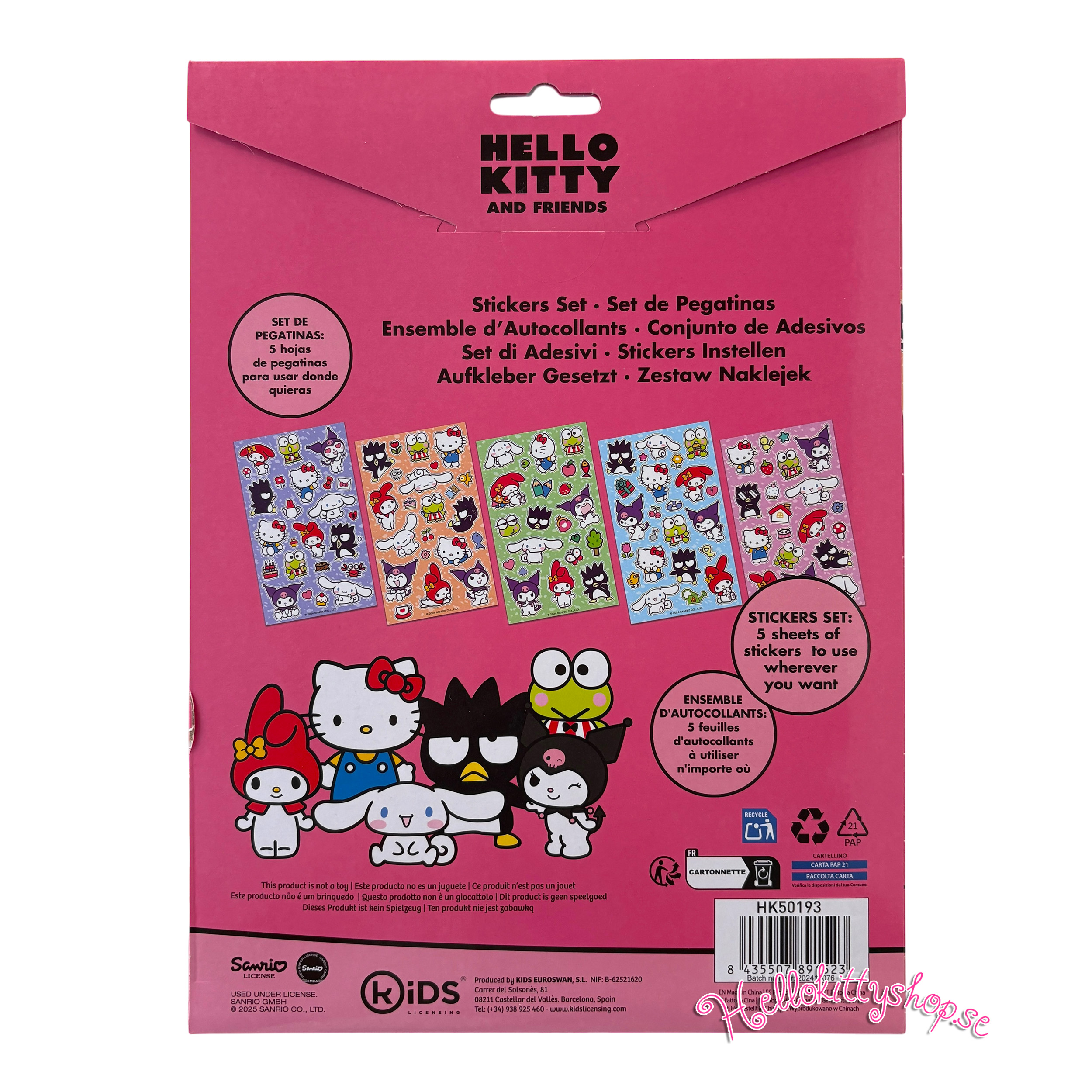 Hello Kitty and Friends Klistermärkesset 5 ark -  113 st - 3