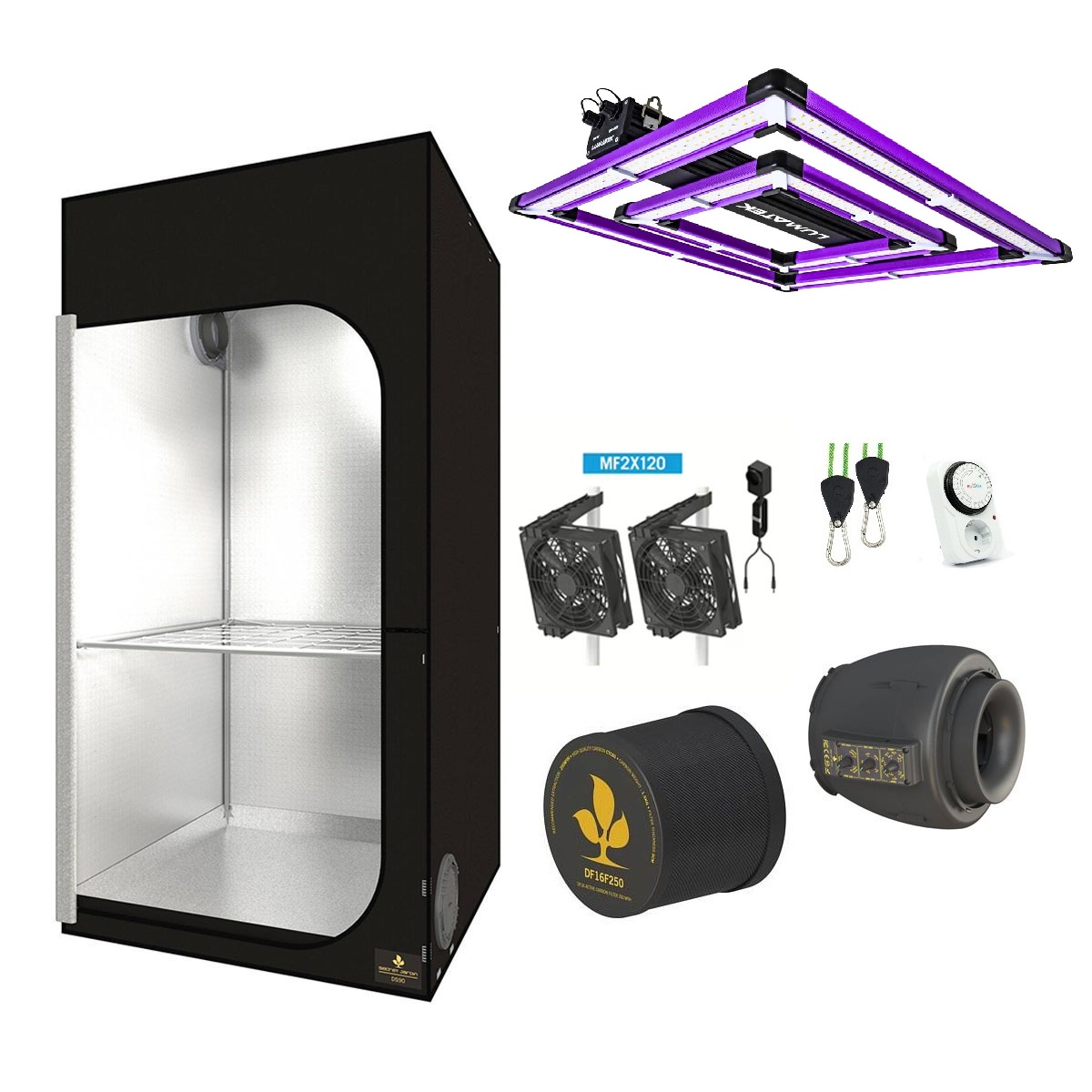 SJ Darkstreet 90 - Lumatek ATS Pro LED 200W expert paket med temperaturstyrd EC-fläkt