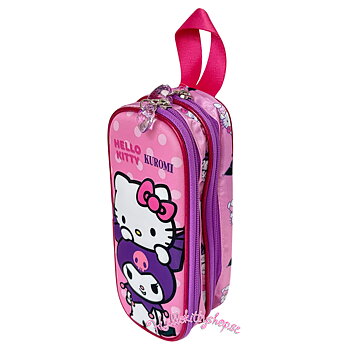 Hello Kitty & Kuromi 3D Präglat Pennfodral/Sminkväska - 2 fack