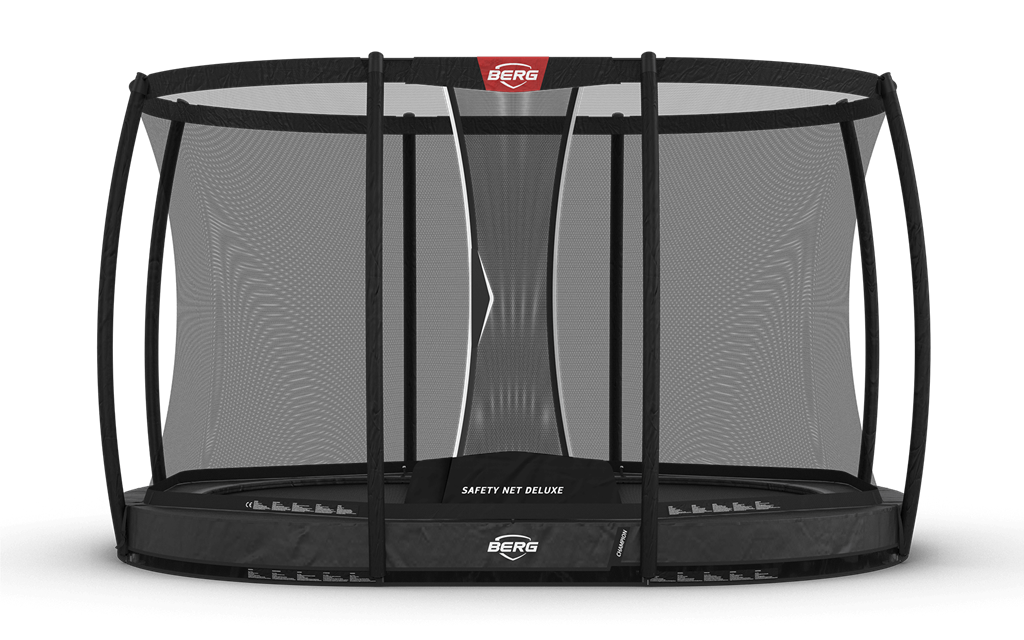 Studsmatta BERG InGround Grand Champion Grå 350x250 oval  Airflow PRO + skyddsnät Deluxe