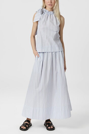 Neo Noir  - Yara Stripe Long Skirt Light Blue