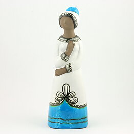 Mari Simmulson (1969) Woman with White/Turquoise Dress 33 cm