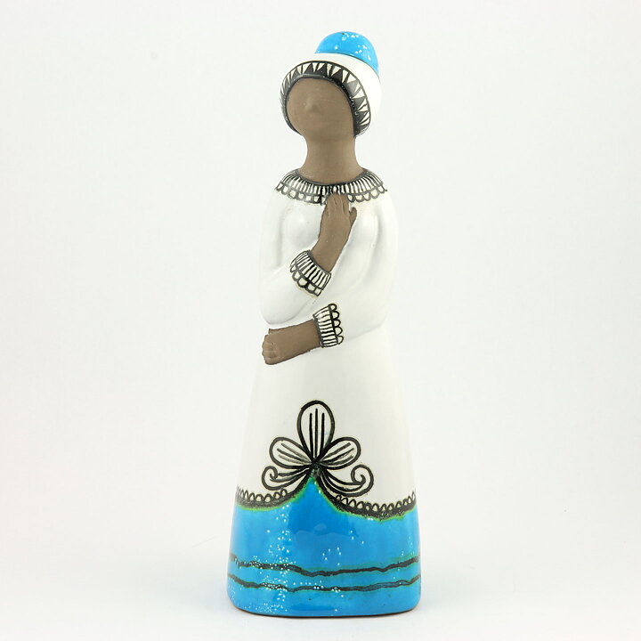 Mari Simmulson (1969) Woman with White/Turquoise Dress 33 cm
