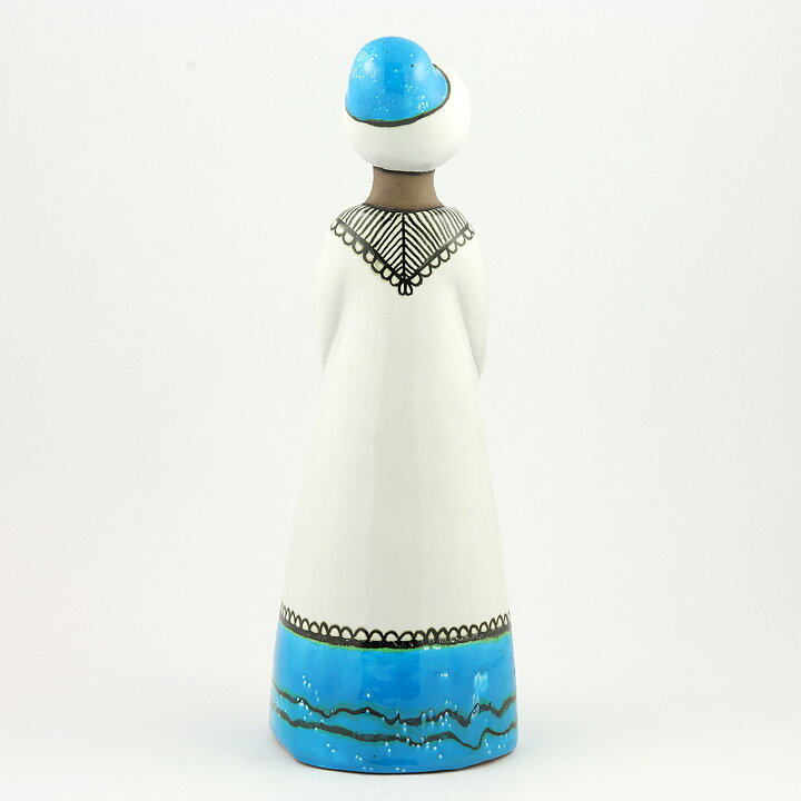 Mari Simmulson (1969) Woman with White/Turquoise Dress 33 cm