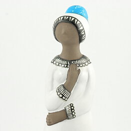 Mari Simmulson (1969) Woman with White/Turquoise Dress 33 cm