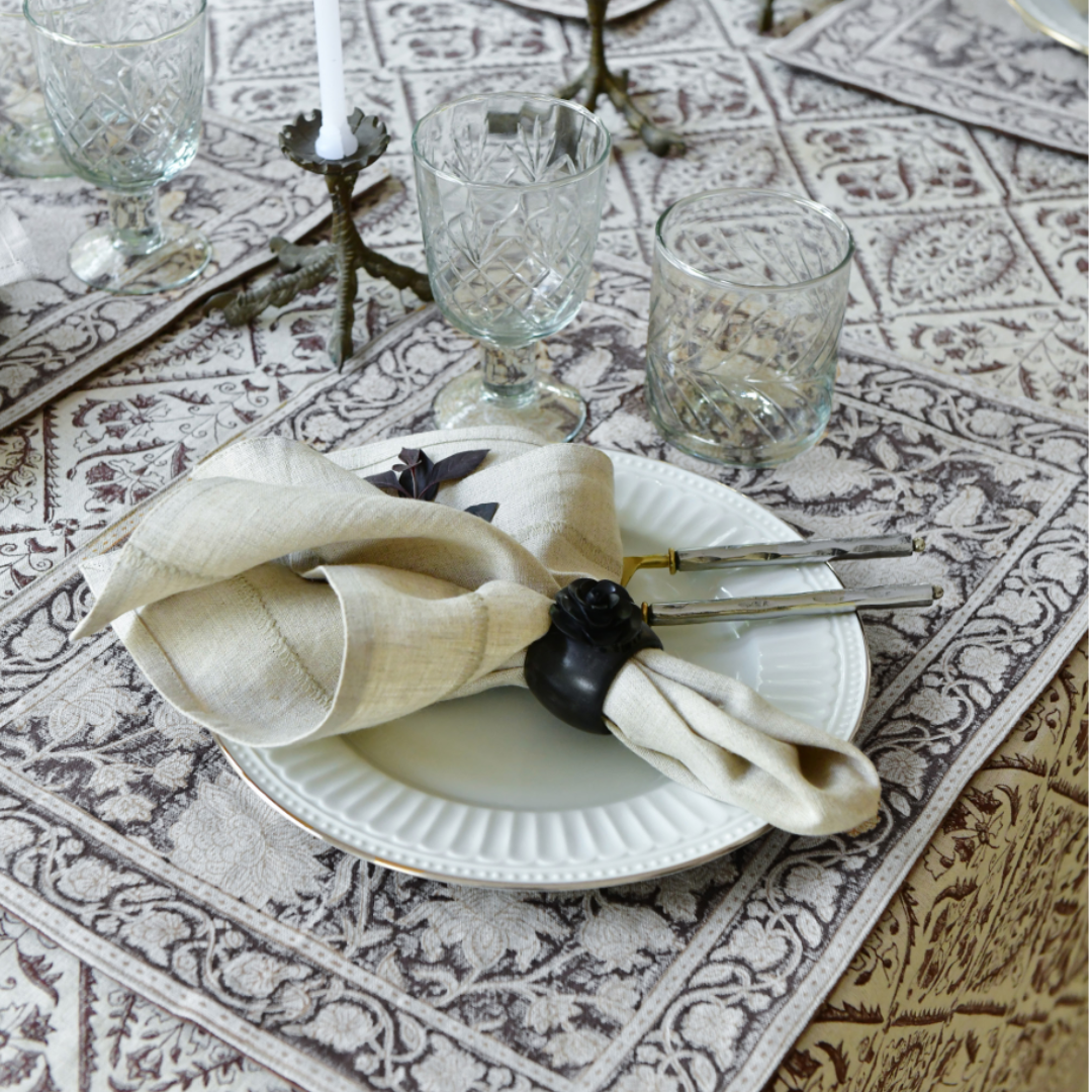 Chamois Linen Tablecloth Jaipur Brown - 3