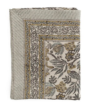 Chamois Linen Tablecloth Parrot Blue