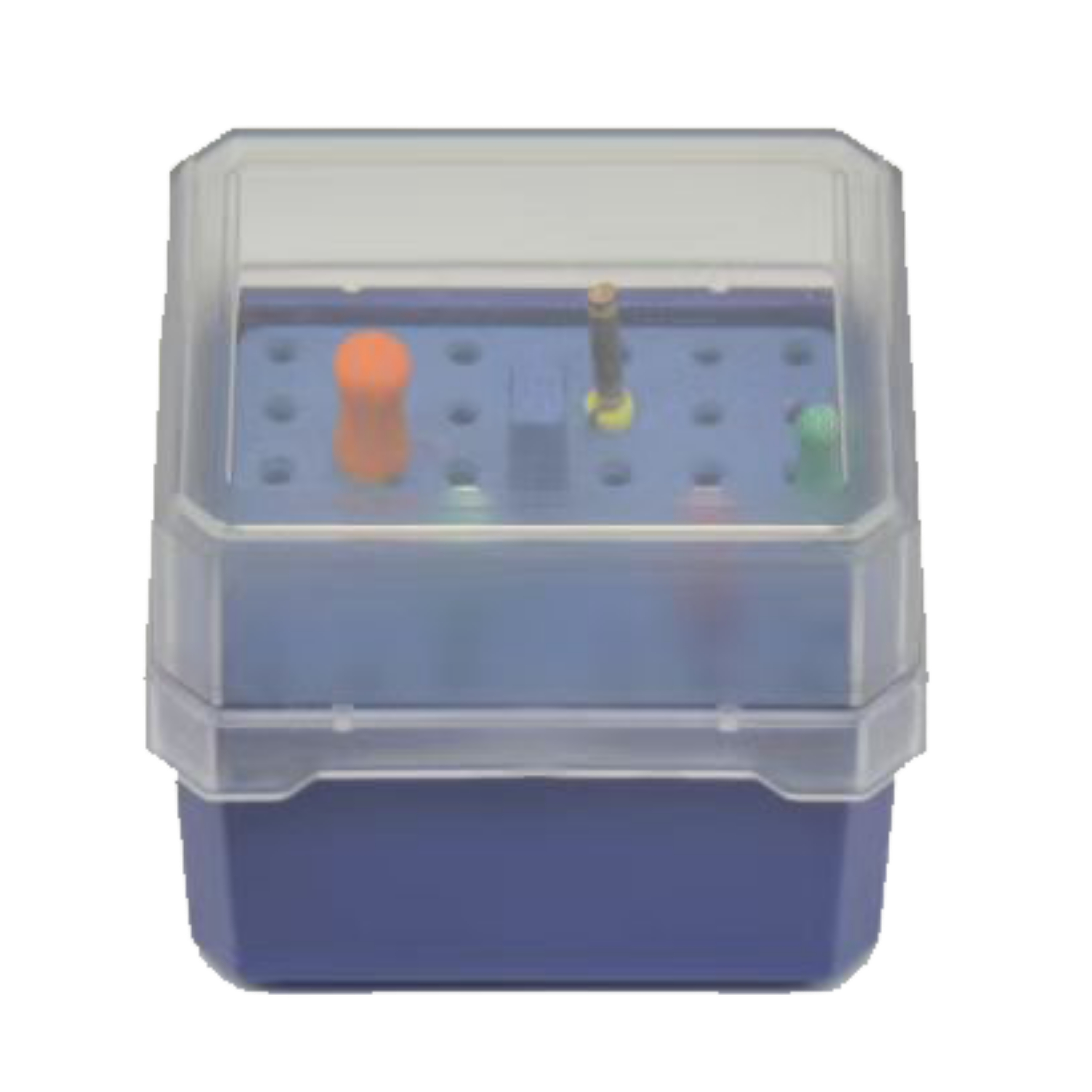 Translucent Bur disinfection box Square shape, 36 Holes, Blue