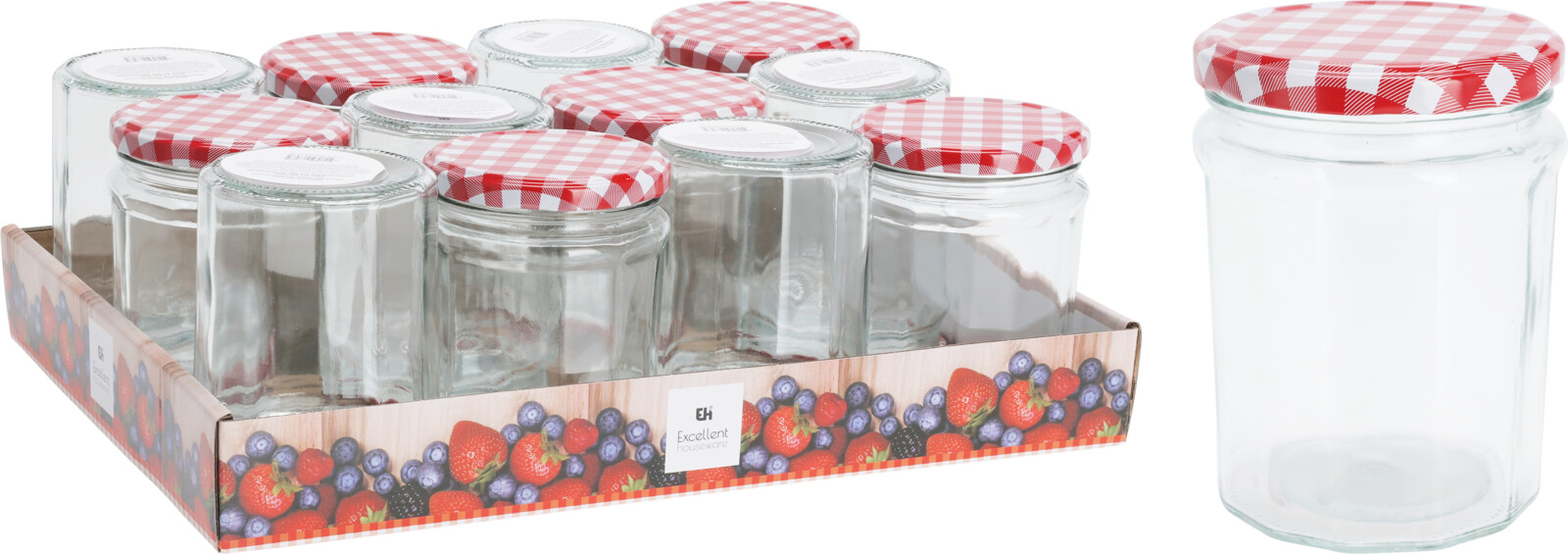 Glasburk med metallock