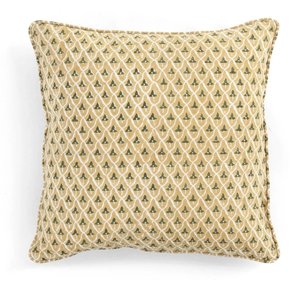 Chamois Kuddfodral Tulip Yellow & Green 50x50cm