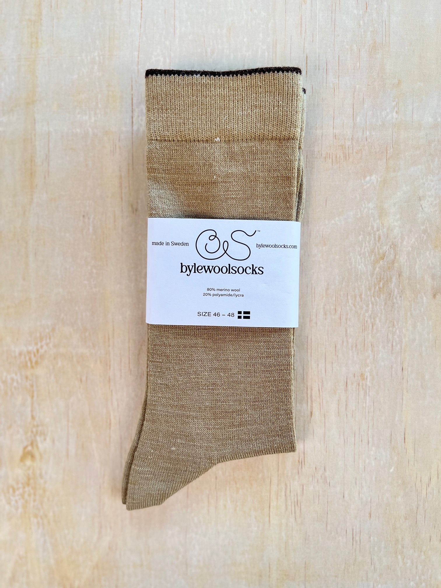 Tunn merinostrumpa Beige - 7