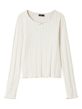 NLFNAMEL LS SHORT DEEP NECK TOP White Alyssum