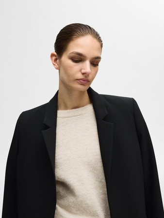 SLFLULU LS KNIT FRILL CUFF O-NECK NOOS Birch MELANGE - 5
