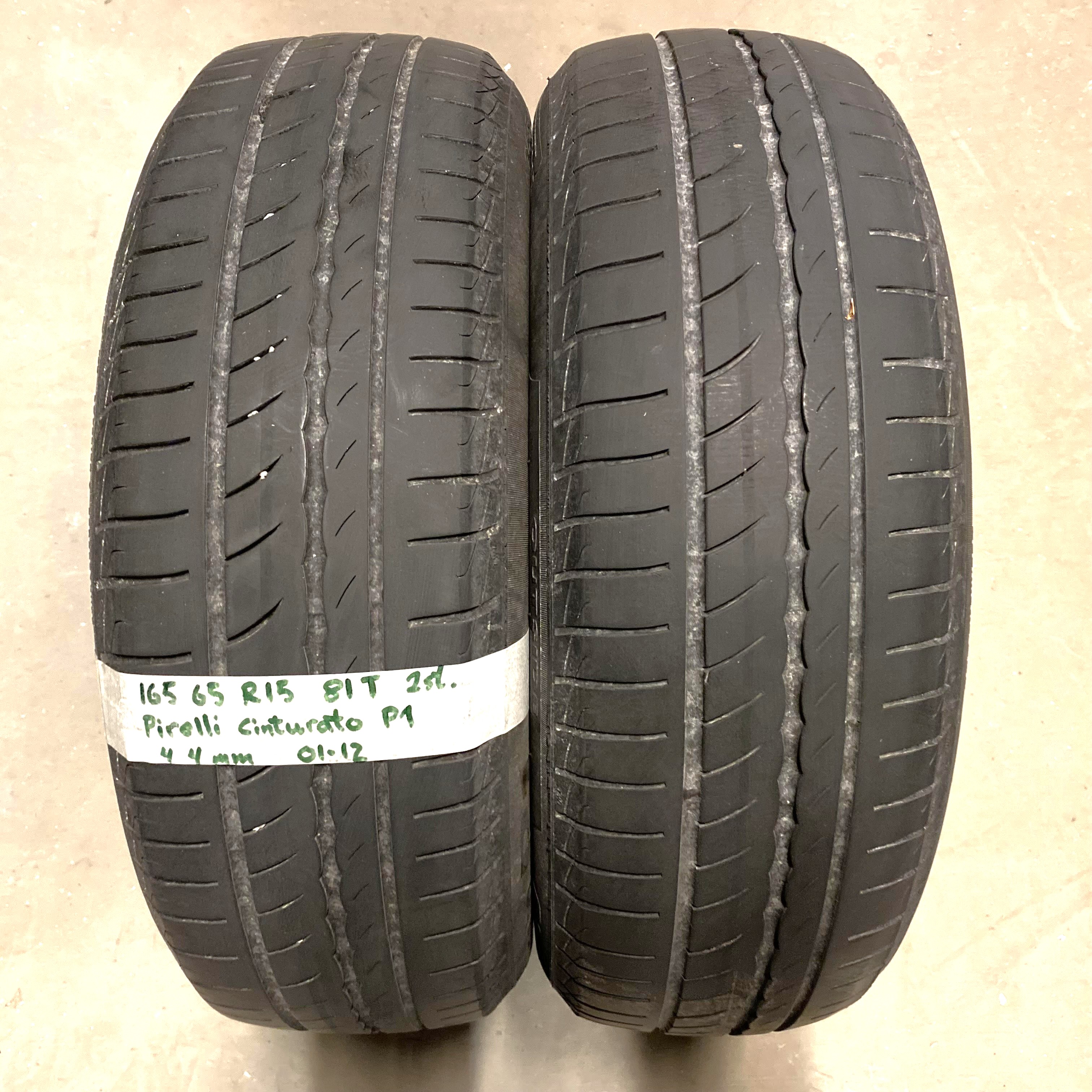 15" BEGAGNADE SOMMARDÄCK | 2 st 165/65 R15 81T Pirelli Cinturato P1 | V01-12 | 4|4 mm | X-4