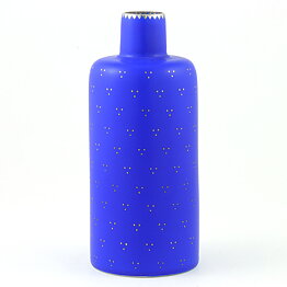 Arthur Percy (Silva 1950s) Blue Bottle Vase with Silver Decor 17 cm