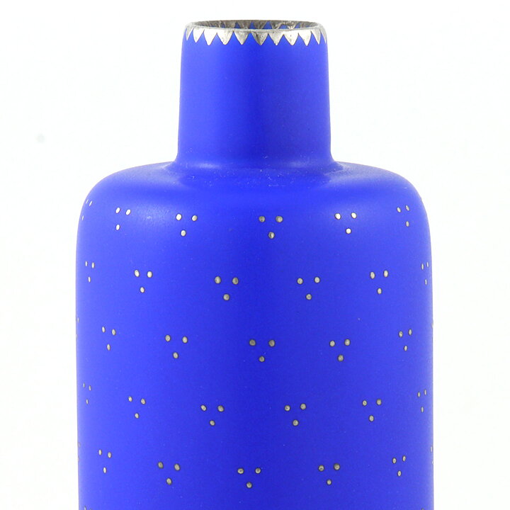 Arthur Percy (Silva 1950s) Blue Bottle Vase with Silver Decor 17 cm