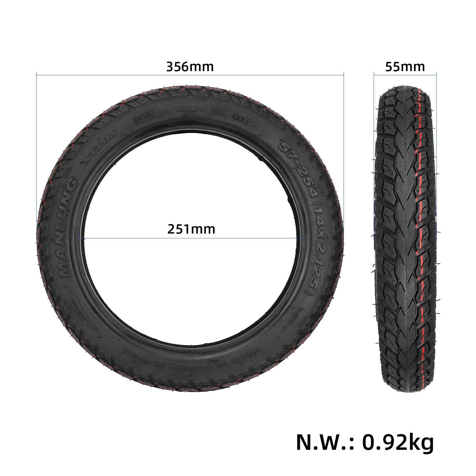 14×2.125 Scooterdäck, fatbike däck - 2
