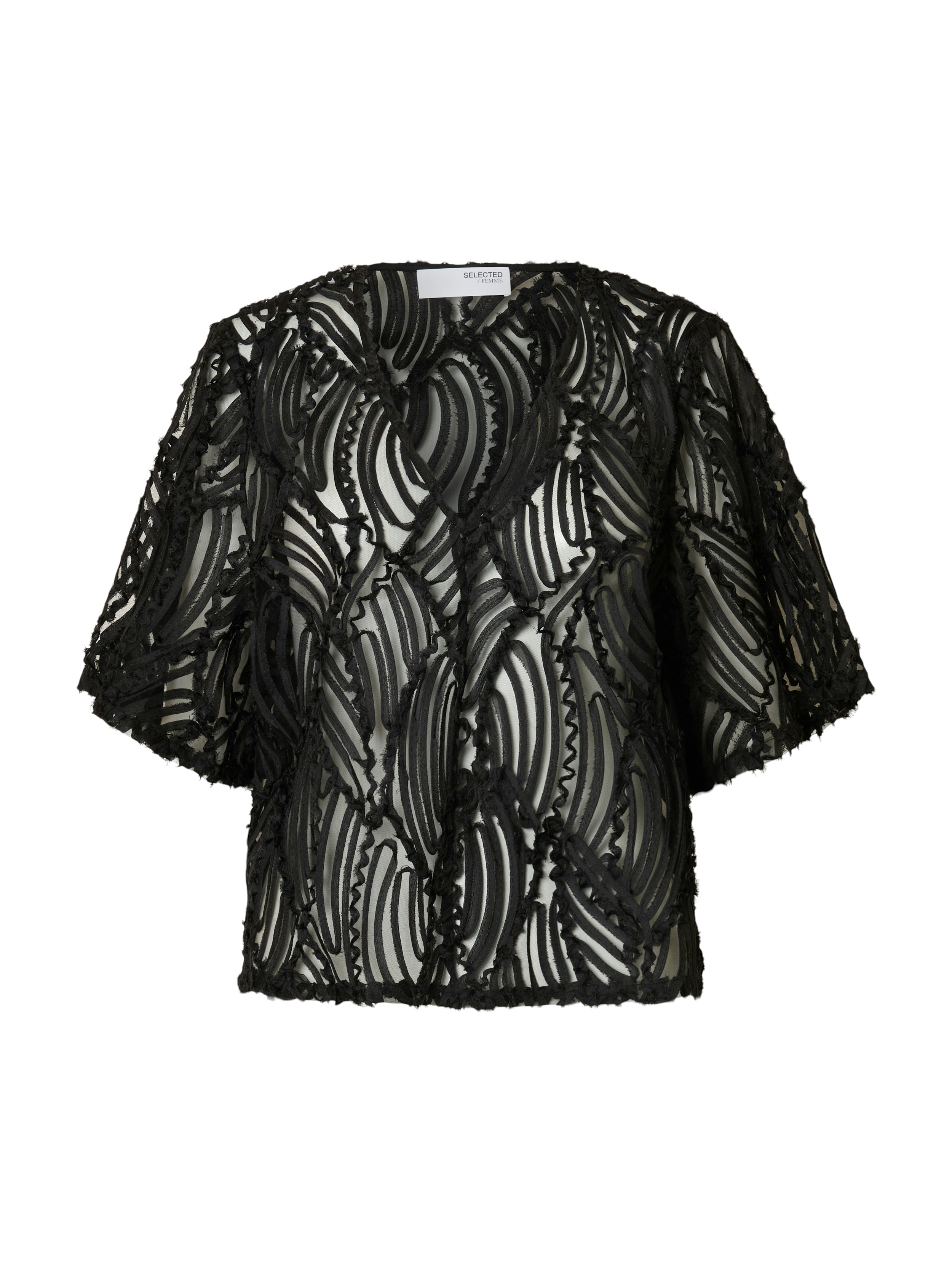 SLFSABINE 2/4 V-NECK TOP B Black