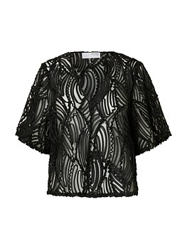 SLFSABINE 2/4 V-NECK TOP B Black