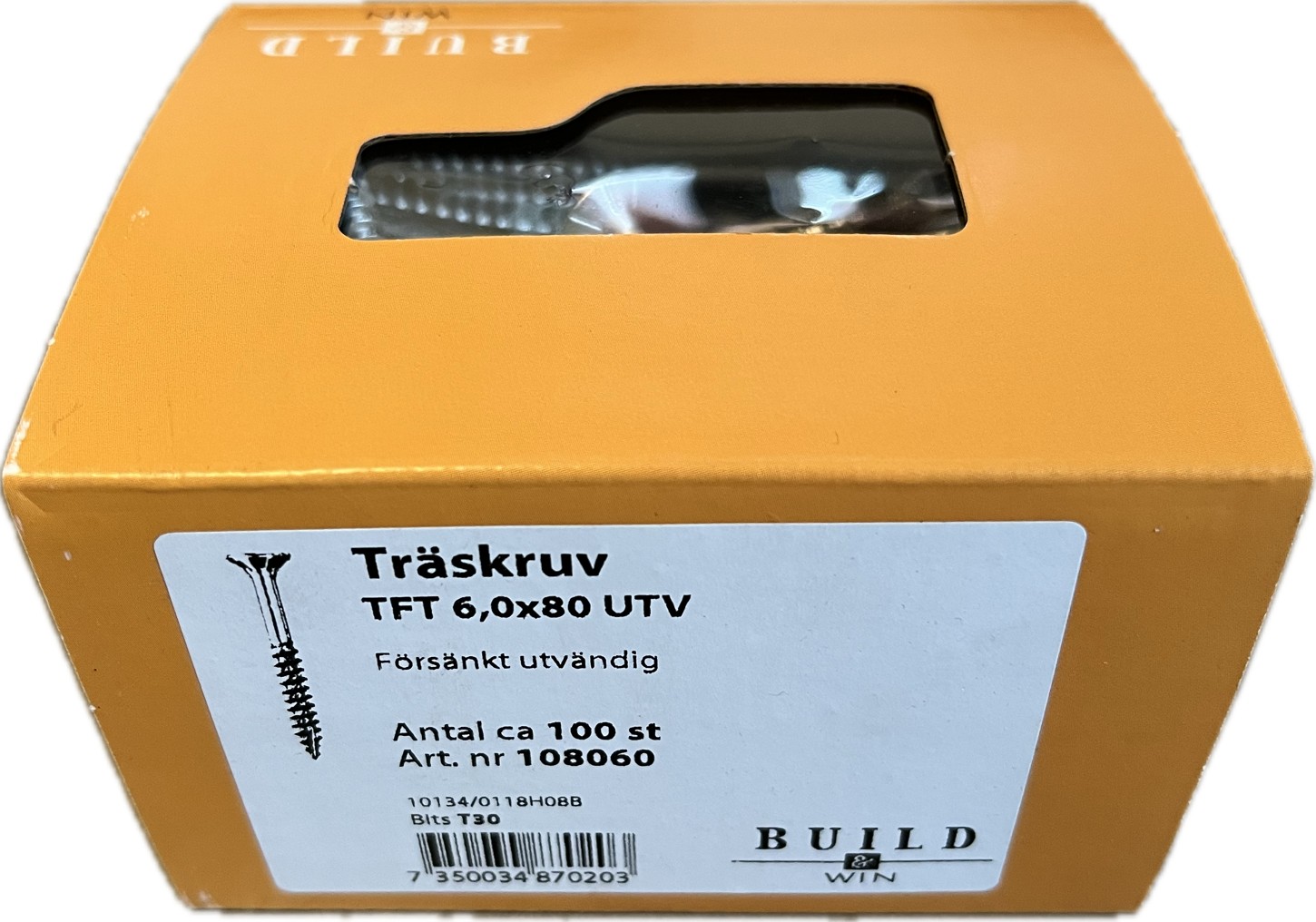 Träskruv Torx TFT 6X80 100/förp. Nettoprisad artikel