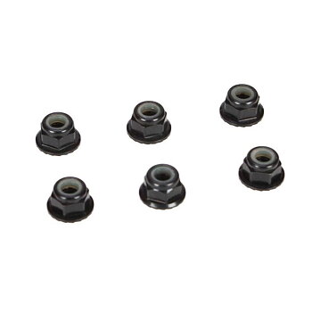 TLR 4mm Aluminum Serrated Lock Nuts, Black (6)