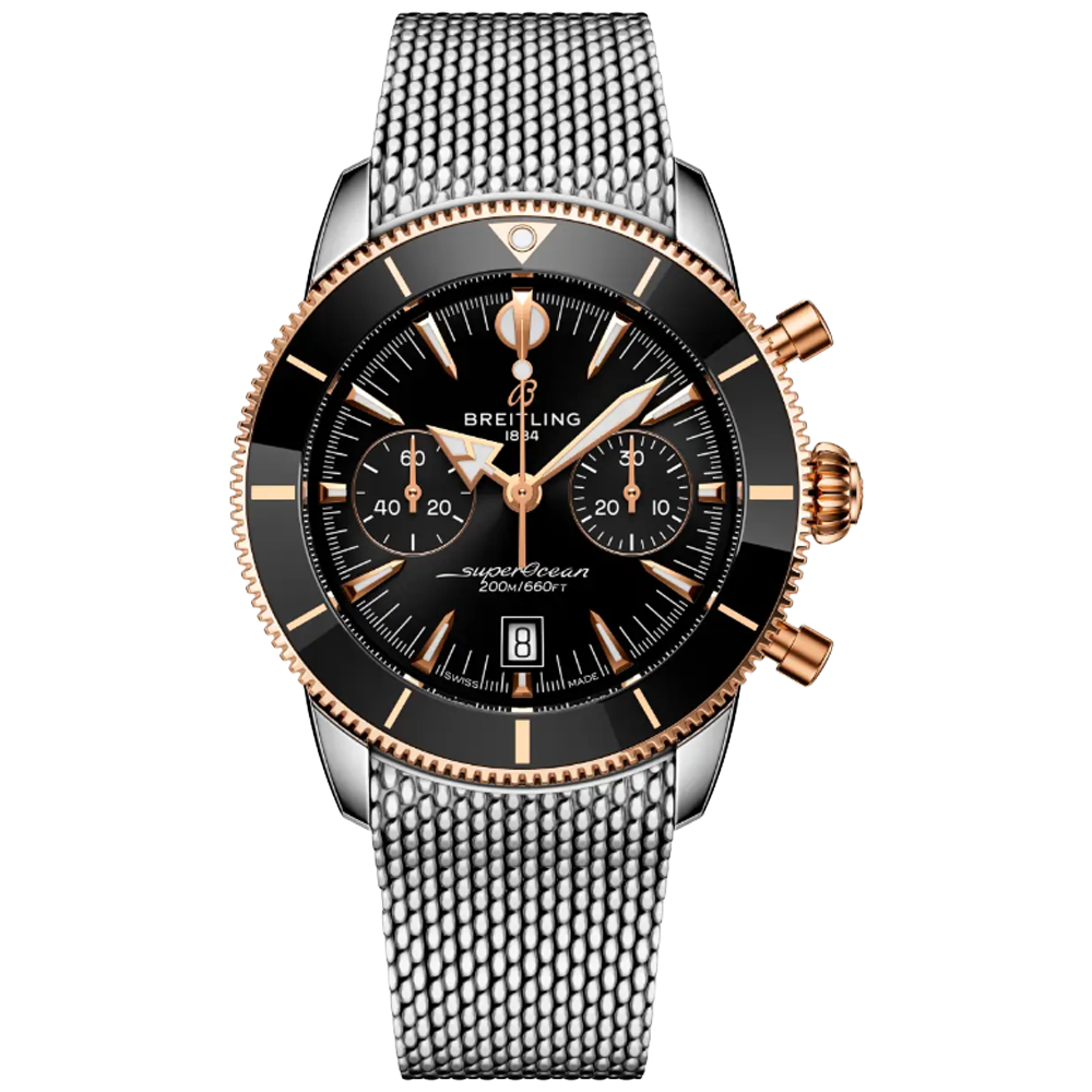 Breitling UB0156H11B1A1 Superocean Heritage Automatic B01 Chronograph 42 svart stål och 18 k rött guld