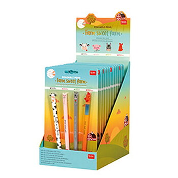 Erasable gel pen, 4-pack, Farm sweet farm, Ko/Gris/Åsna/Tupp