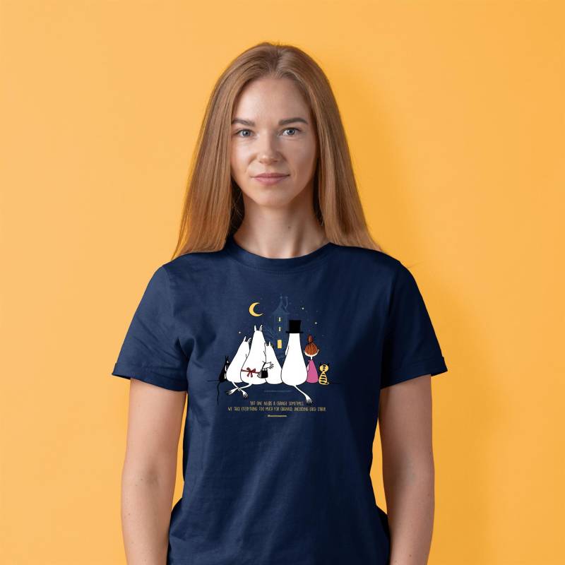 Mumin Citat T-shirt - Moomin 80 - Needs a change - Blå (Vuxenstorlekar)