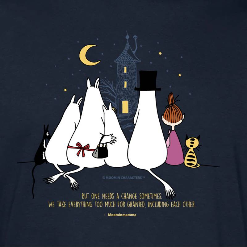 Mumin Citat T-shirt - Moomin 80 - Needs a change - Blå (Vuxenstorlekar) - 2