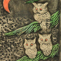 Töreboda社  夜のフクロウの陶板  21cm  1960年代