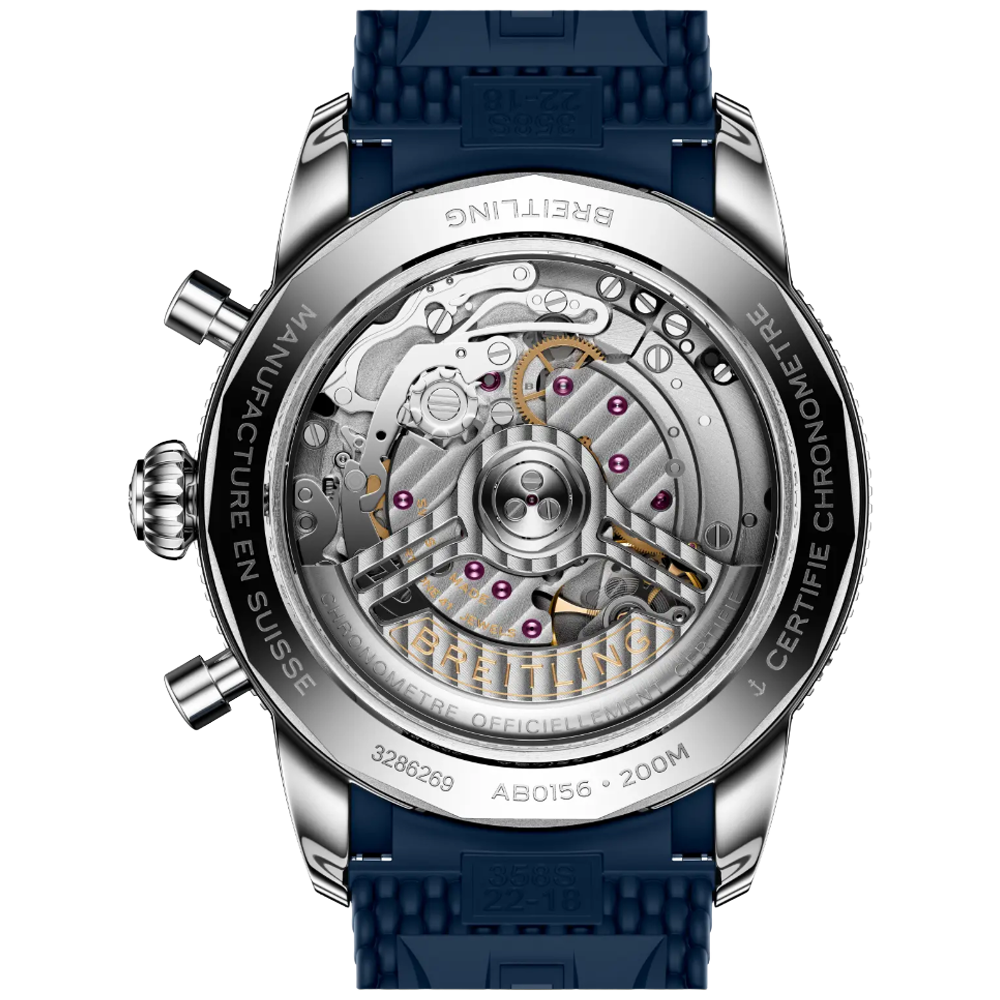 Breitling AB0156161C1S1 Superocean Heritage Automatic B01 Chronograph 42 blå baksida