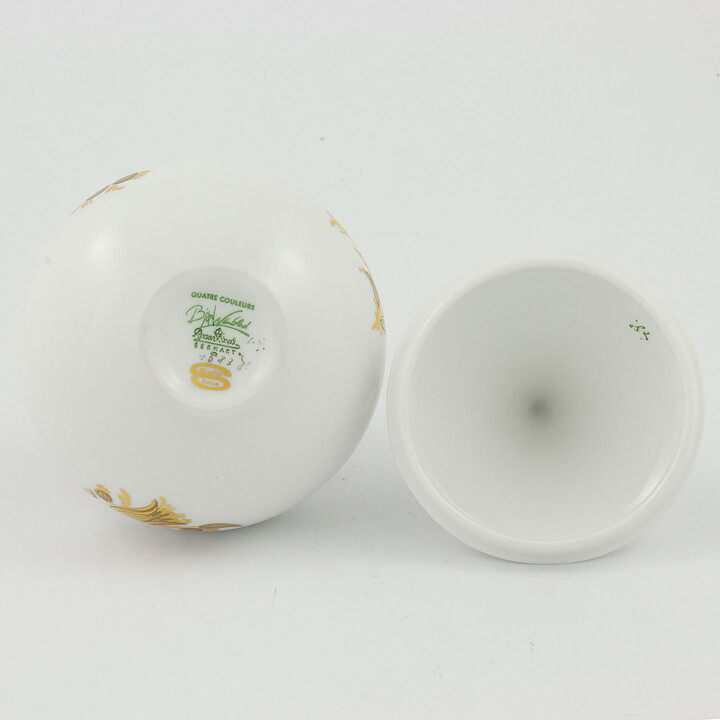 ビョルン・ヴィンブラッド  Quatre Couleursシリーズ  金色模様の白い容器  11cm  1970年代