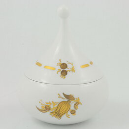 Björn Wiinblad (Quatre Couleurs 1970s) White Jar Golden Decor 11 cm