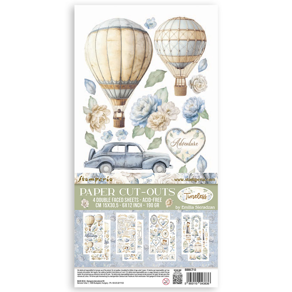 Paper cut-outs 2 Double Face - 4 sheets cm. 15x30,5 - Timeless 