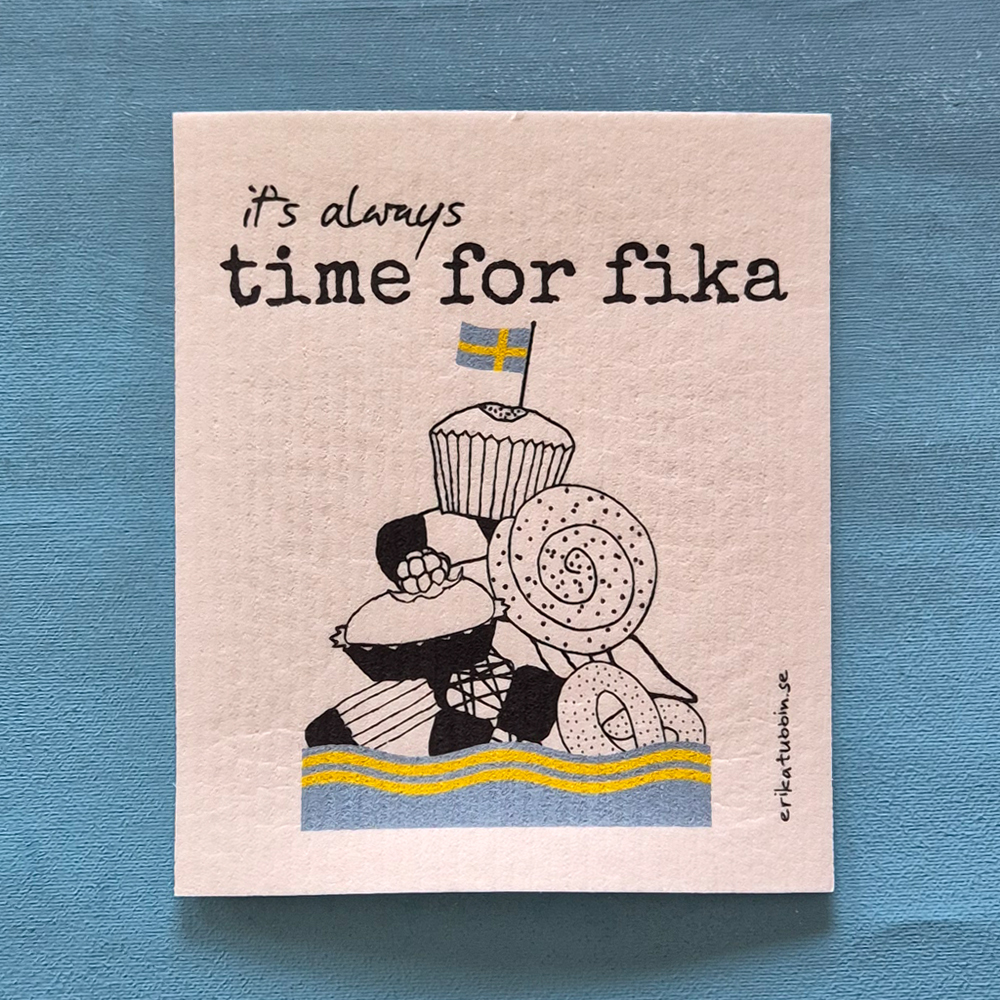 gåvoset ALWAYS FIKA kökshandduk + disktrasa  - 5