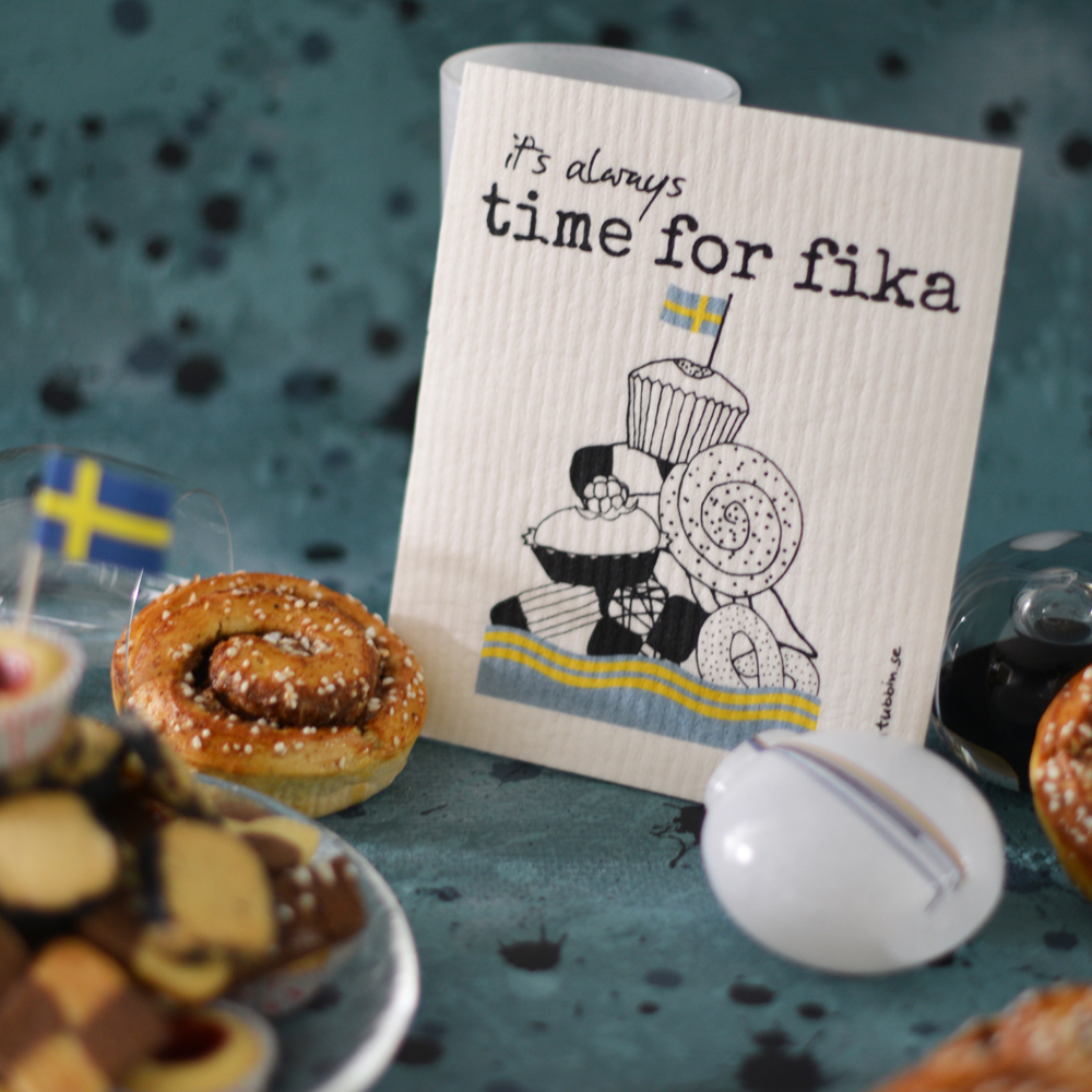 gåvoset ALWAYS FIKA kökshandduk + disktrasa  - 3
