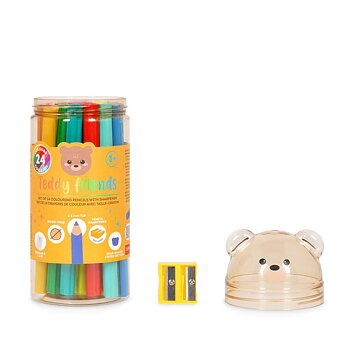 Teddy Friends Colouring pencils, set med 24 pennor + pennvässare