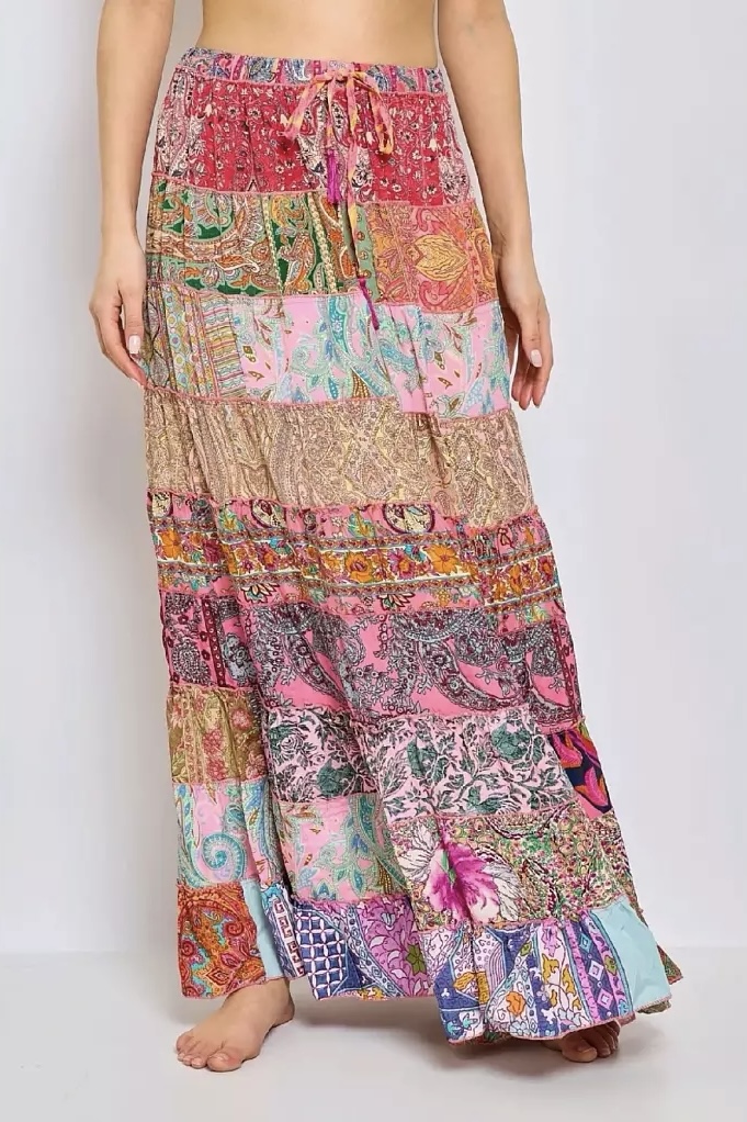 Qnuz -  Patchwork Skirt Raspberry
