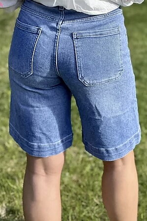 Qnuz - Retro Denim Short W Bling Button