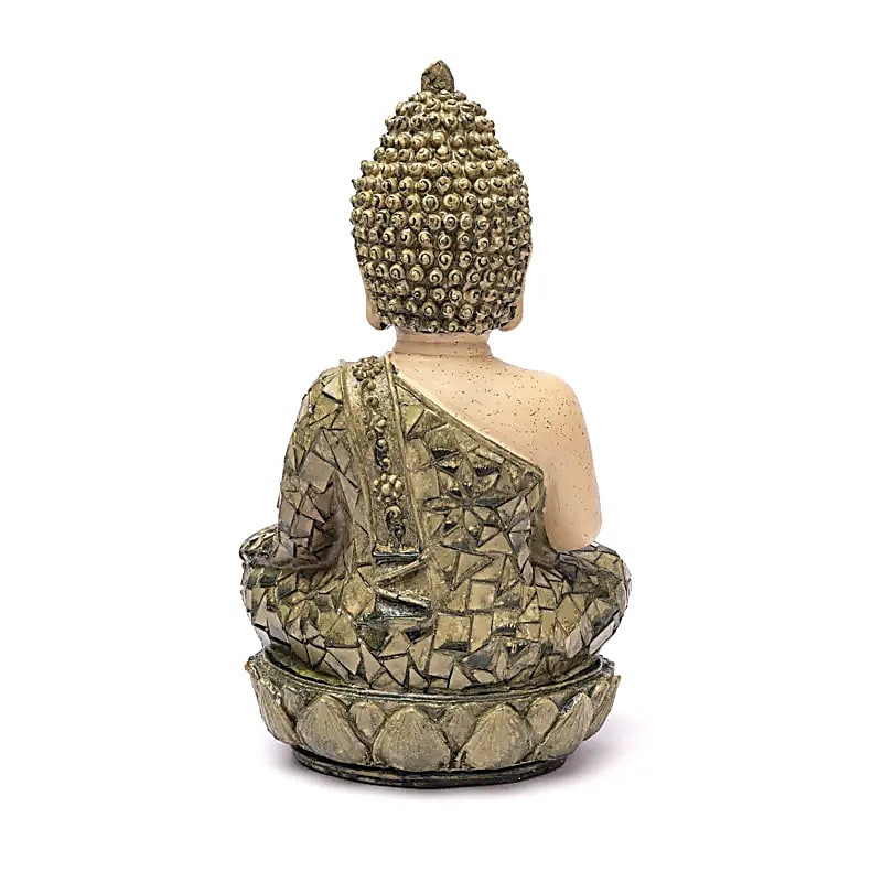 Meditation Buddha staty grön mosaik -- ±24cm - 3