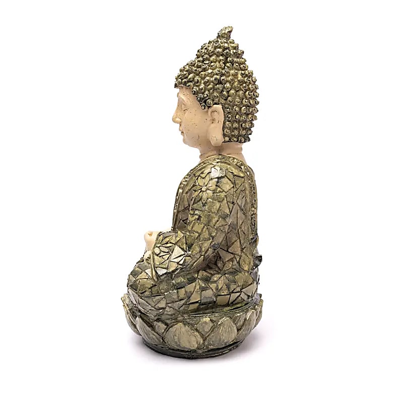 Meditation Buddha staty grön mosaik -- ±24cm - 4
