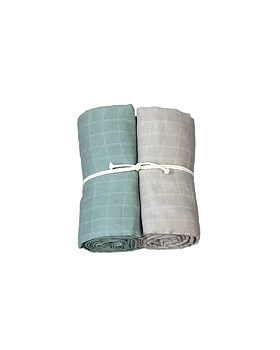 Mini Dreams Muslinfilt 2 pack - Enfärgad Sand & Grön