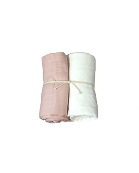 Mini Dreams Muslinfilt 2 pack - Enfärgad Vit & Rosa