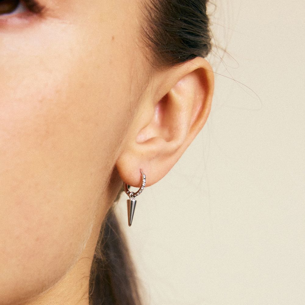 Edblad Peak Mini Sparkle hoops silver - 2