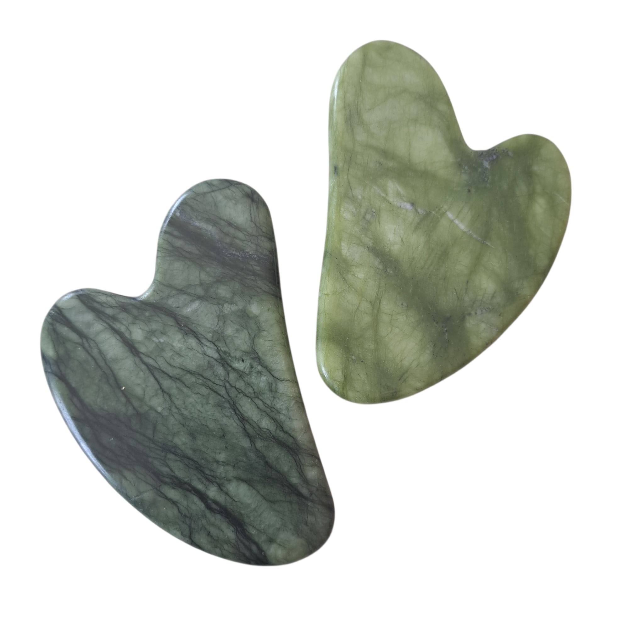 Heart Shaped Gua Sha  Massager i två olika färger av Grön jade, mörkt grön Jade, ljusgrön Jade